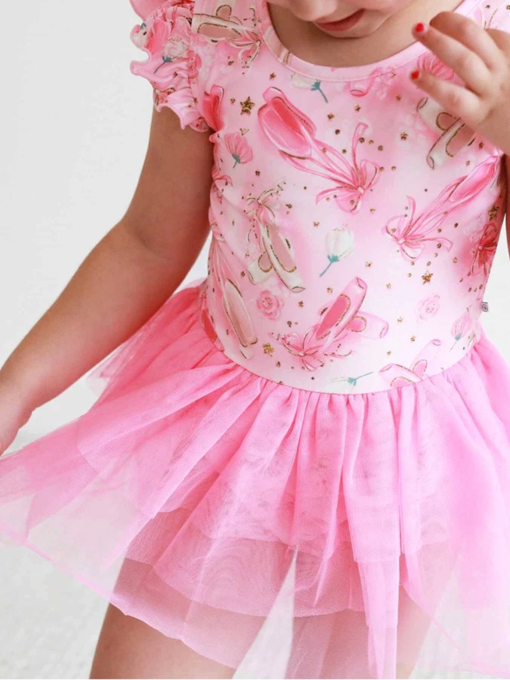 Caden Lane Pink Ballet Tutu Dress with Flutter Sleeves